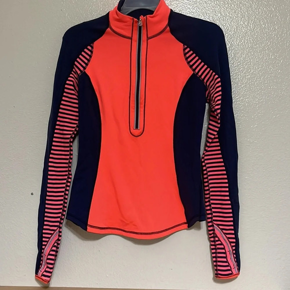 lululemon athletica Tops - Lululemon Tops 1/2 Zip Up Pullover Sweatshirt Blue Orange size 2 (no tag) b-1